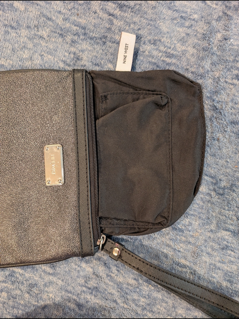 Nine West Black Textured Wristlet with Logo Plaque - Picture 5 of 9